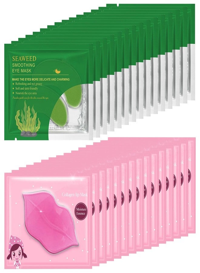 Felico 30 Pairs Lip Mask Under Eye Masks Patches, Crystal Collagen Hydrating Moisturizing Smoothing Lips Gel Pads for Puffy Eyes Bags,Dark Circles,Puffiness,Fine Lines,Wrinkles,Anti-Aging Seaweed - Image 1
